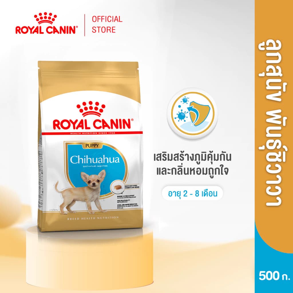 Royal Canin Chihuahua Puppy 500g อาหารเม็ดลูกสุนัข พันธุ์ชิวาวา อายุต่ำกว่า 8 เดือน (Dry Dog Food, โรยัล คานิน)