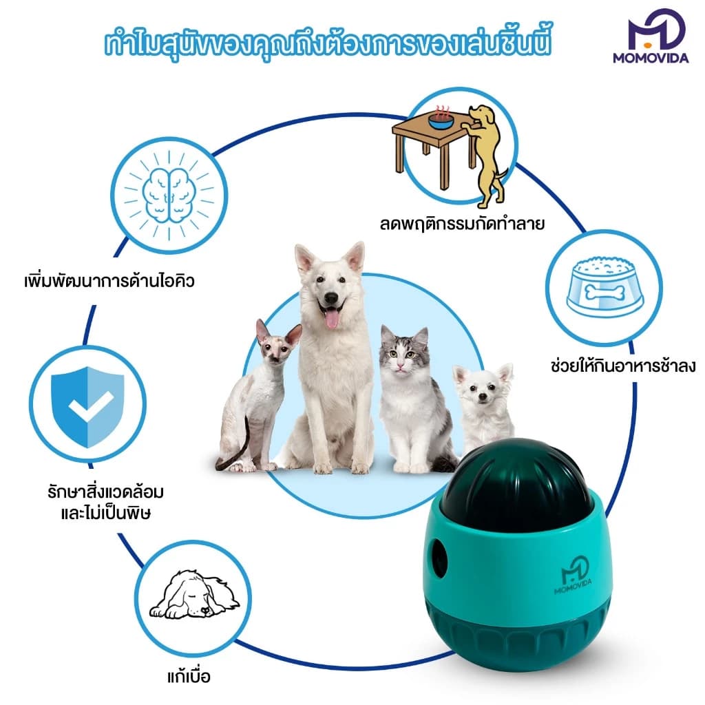 ของเล่นฝึกสัตว์เลี้ยง ของเล่นให้อาหารสัตว์ ไข่ไดโนเสาร์ล้มลุก สามารถเล่นได้ทั้งน้องหมาและน้องแมว