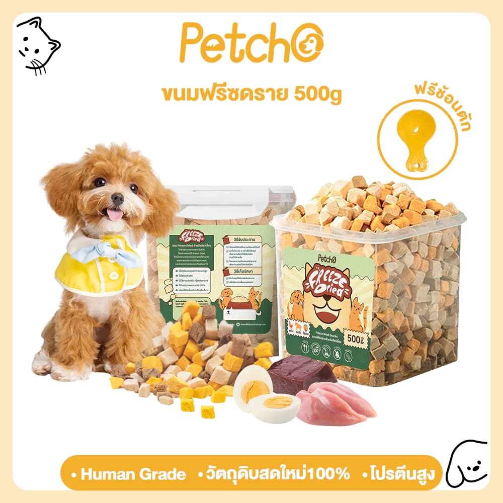 ขนมฟรีซดราย ขนมสุนัข ขนมแมว ฟู้ดเกรด วัตถุดิบสดใหม่100% โปรตีนสูง ไม่ผสมธัญพืช ไม่เติมเกลือ