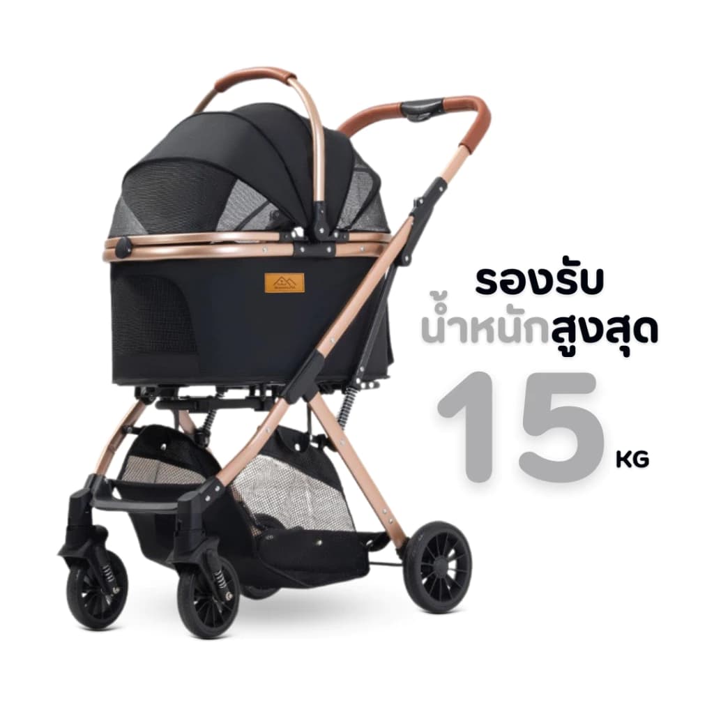 รถเข็นสัตว์เลี้ยง สุนัข/แมว รุ่นอัพเกรด เพิ่มความแข็งแรง ถอดแยก พับเก็บได้